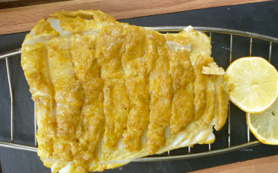 Bacalao a la parrilla con adobo sefardí y limón asado (con costra)