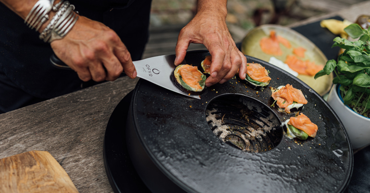 berenjena a la plancha con salmón ahumado