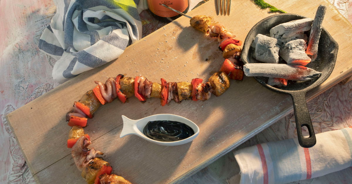 brocheta de chipirones a la brasa