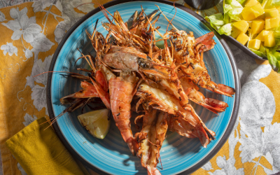 Gambones a la brasa (rápidos y jugosos) con aceite, limón y perejil